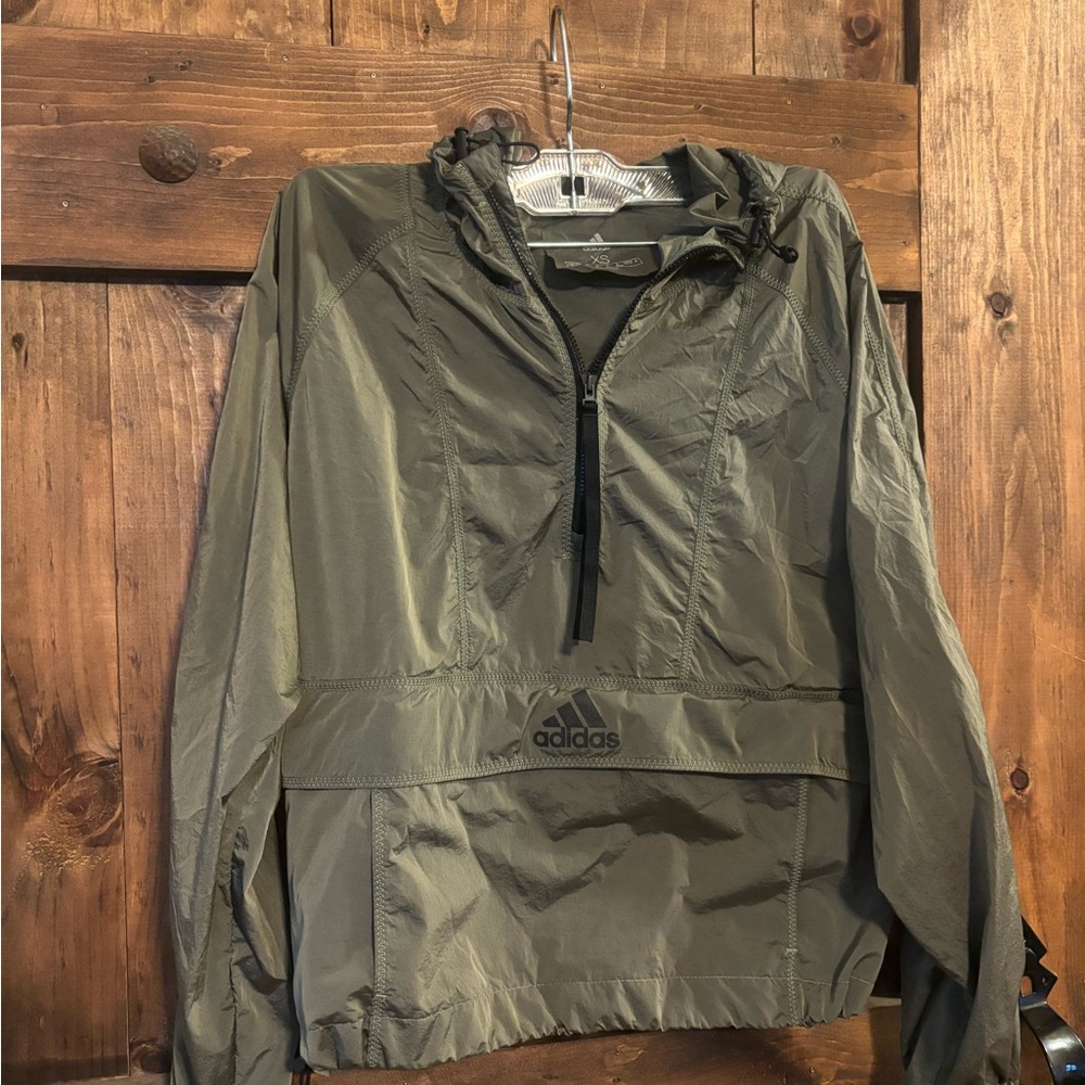 Adidas Olive Hooded Windbreaker